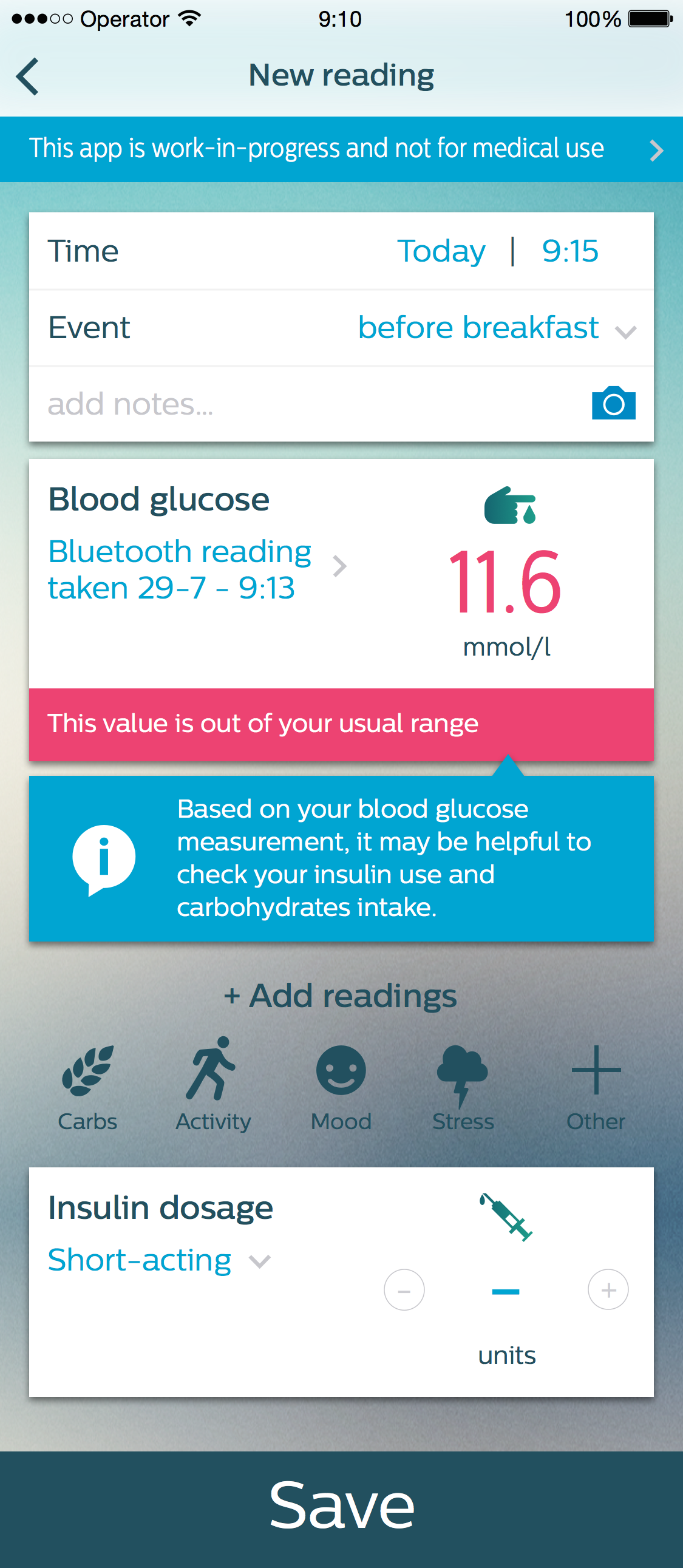 "Philips diabetes app - data entry coaching message 2" Photo by Phillips Communications CC BY-NC-ND 2.0
