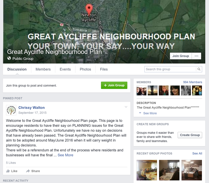 Great Aycliffe Neighbourhood Plan Facebook Page