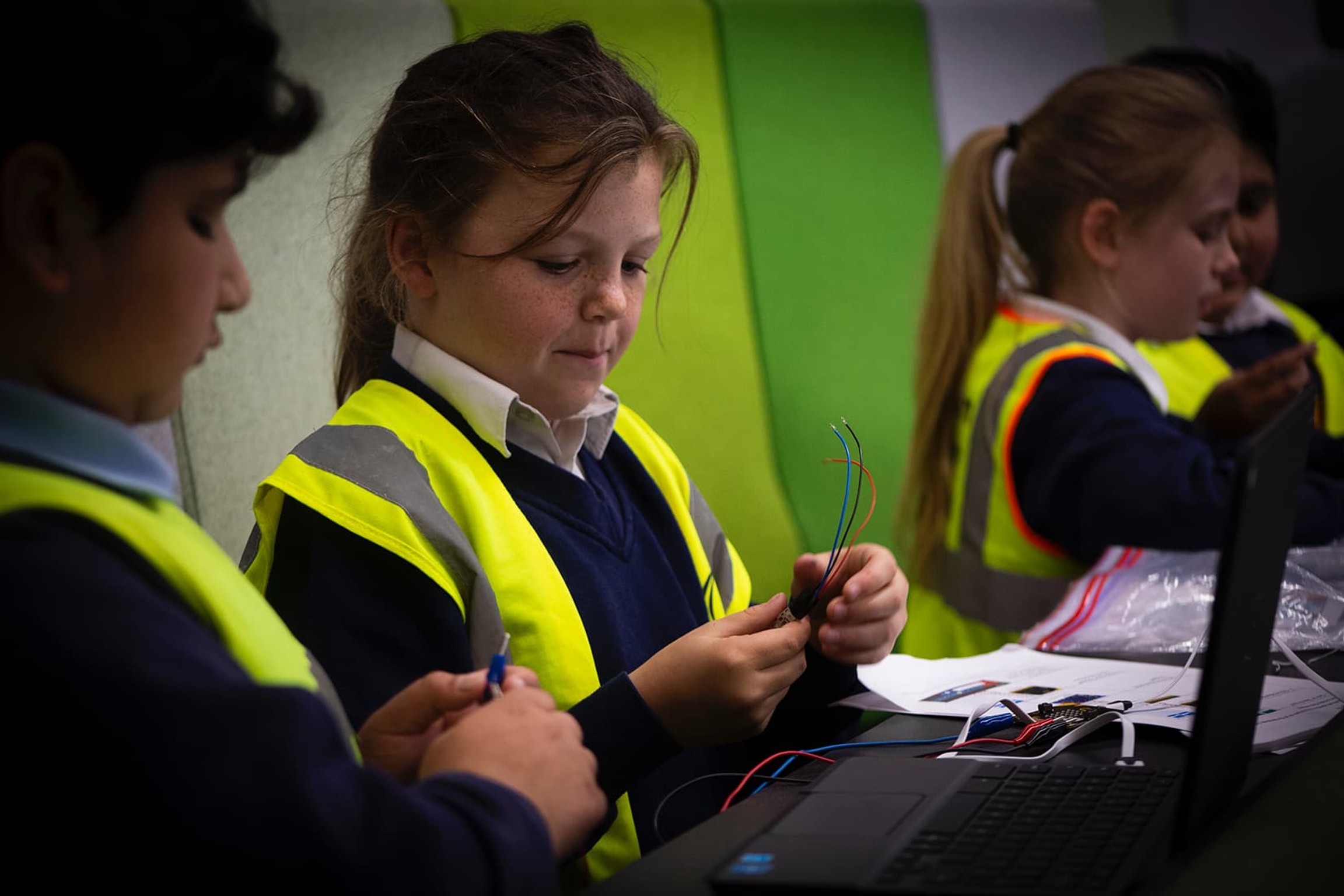 Children learning how to code during Enterprise Week